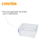 Kit 6 Organizadores Multiuso Modular Acrílico Transparente - Plastutti